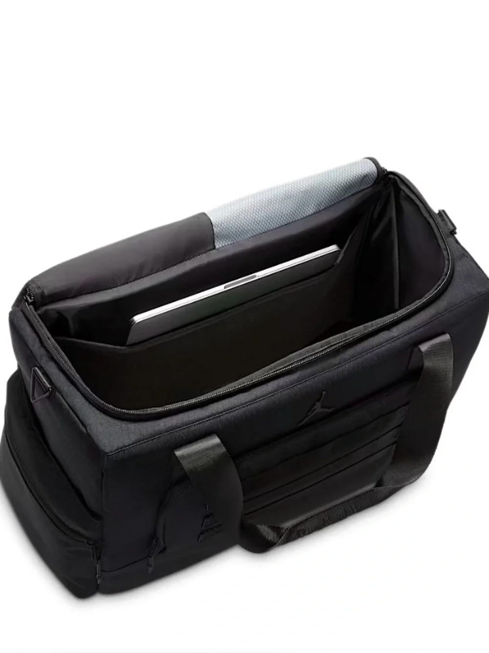 Jordan Black Travel Duffel with Padded Handles & Front Utility Pocket